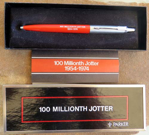 100 MILLIONTH JOTTER. IN BOX WITH PAPERS. 